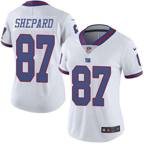 Nike Giants #87 Sterling Shepard White Women's Stitched NFL Limited Rush Jersey - Click Image to Close